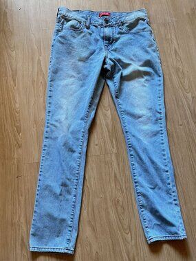 Guess Los Angeles Men 33x32 Med Rise Tapered Slim Light Wash Denim